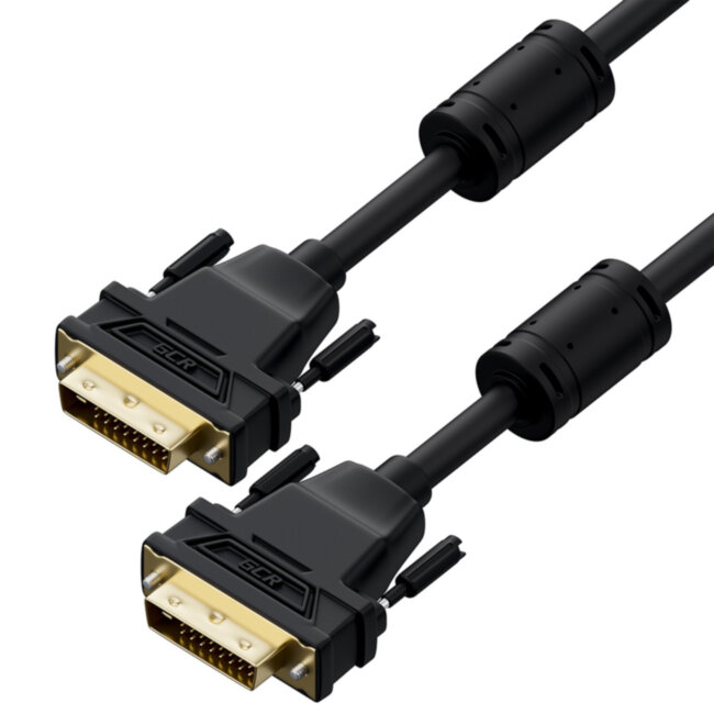 GCR Кабель PROF 3.0m DVI-D, черный, GOLD, ферритовые кольца, OD 8.5mm, 28 AWG, DVI/DVI, 25M/25M, двойной экран, GCR-54236 Greenconnect GCR-54236