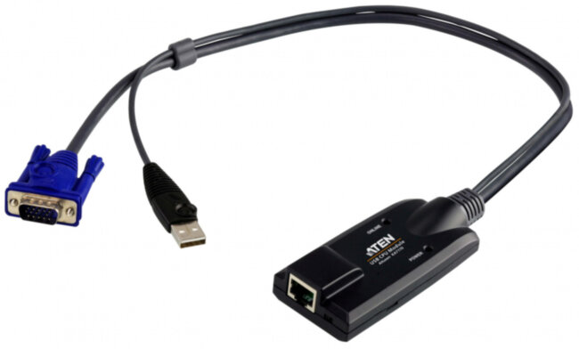 Модуль удлинителя, SVGA+KBD+MOUSE USB,  50 метр., для подкл. комплекта перключат. KN2124v/2140v/4124v/4140v/2116A/2132/4116/4132; KM0532/0932/0032, макс.разреш. 1600х1200, RJ45+HD-DB15+USB A-тип, Female+2xMale, без Б.П., (DDC2B) [KA7170] ATEN KA7170