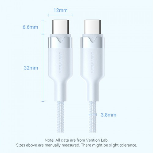 Кабель Vention USB 2.0 CM/CM - 1м. Белый 3А PD60W Vention TRDWF