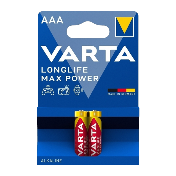 Батарейка Varta LONGLIFE MAX POWER (MAX TECH) LR03 AAA BL2 Alkaline 1.5V (4703) (2/20/100) Батарейка Varta LONGLIFE MAX POWER (MAX TECH) LR03 AAA BL2 Alkaline 1.5V (4703) (2/20/100) (04703101412)