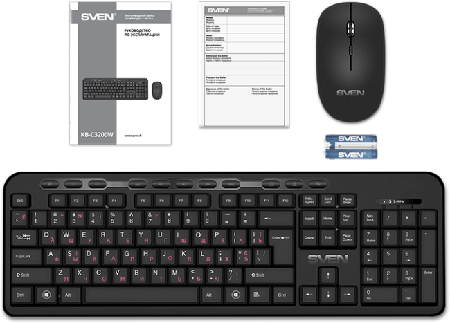 Беспроводной набор клавиатура+мышь SVEN KB-C3200W Sven SV-019044 Беспроводной набор клавиатура+мышь SVEN KB-C3200W Sven SV-019044