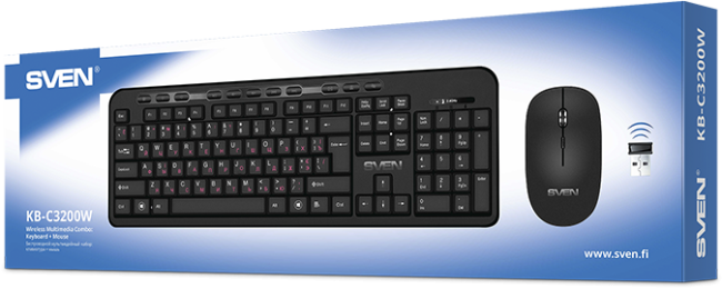 Беспроводной набор клавиатура+мышь SVEN KB-C3200W Sven SV-019044 Беспроводной набор клавиатура+мышь SVEN KB-C3200W Sven SV-019044