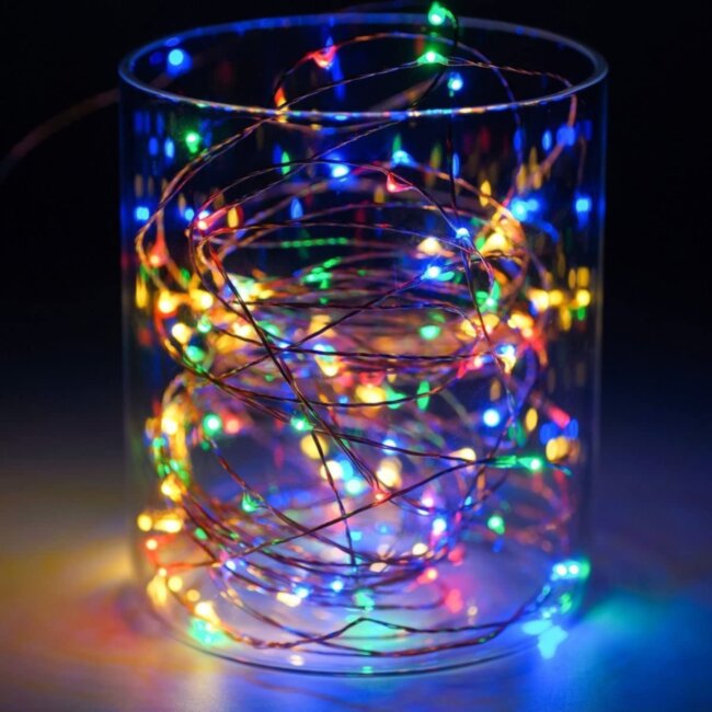 Гирлянда Гирлянда 20LED CR2032, 1 режим, 2 м, медь, разноцветная