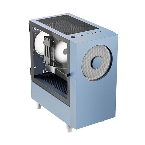 Корпус без блока питания WIZMAX M-ATX Mini Tower case EM1 Woofer Blue