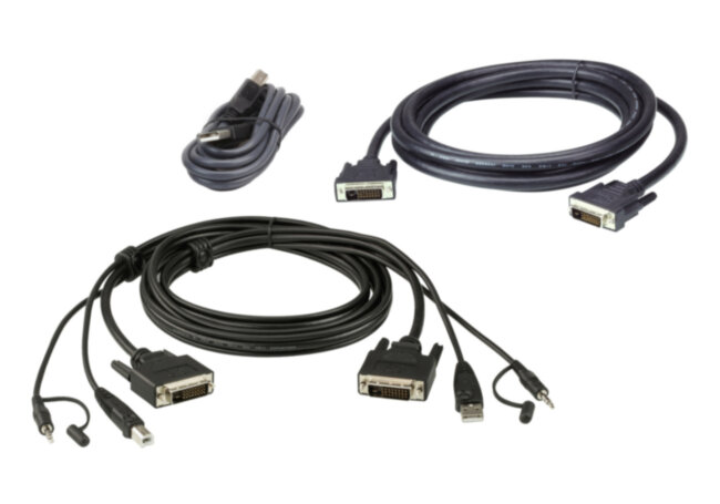 3M USB DVI-D Dual Link Dual Display Secure KVM Cable kit ATEN 2L-7D03UDX5