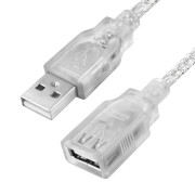 GCR Удлинитель PROF 3.0m USB 2.0 AM/AF для энергоемких устройств, прозрачный, ферритовые кольца, экран, армированный, морозостойкий Удлинитель Greenconnect PROF 3.0m USB 2.0 AM / AF