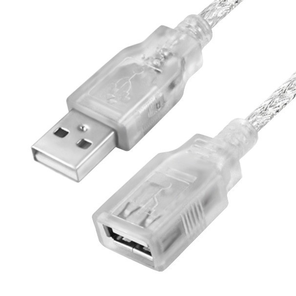 GCR Удлинитель PROF 3.0m USB 2.0 AM/AF для энергоемких устройств, прозрачный, ферритовые кольца, экран, армированный, морозостойкий Удлинитель Greenconnect PROF 3.0m USB 2.0 AM / AF