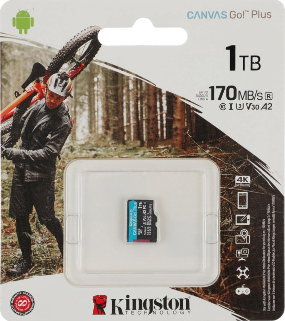 Карта памяти Kingston 1TB microSDXC Canvas Go Plus 170R A2 U3 V30 Card W/O ADP Kingston SDCG3/1TBSP Карта памяти Kingston 1TB microSDXC Canvas Go Plus 170R A2 U3 V30 Card W/O ADP Kingston SDCG3/1TBSP