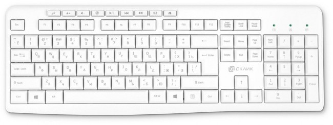 Клавиатура Oklick K225W белый USB беспроводная Multimedia (1875235) Oklick 1875235 Клавиатура Oklick K225W белый USB беспроводная Multimedia (1875235) Oklick 1875235