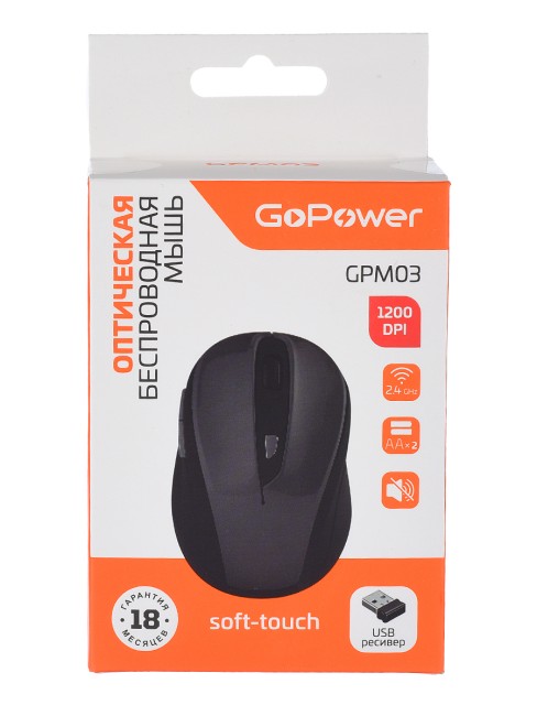 Мышь Мышь беспроводная GoPower GPM03 (00-00030986)