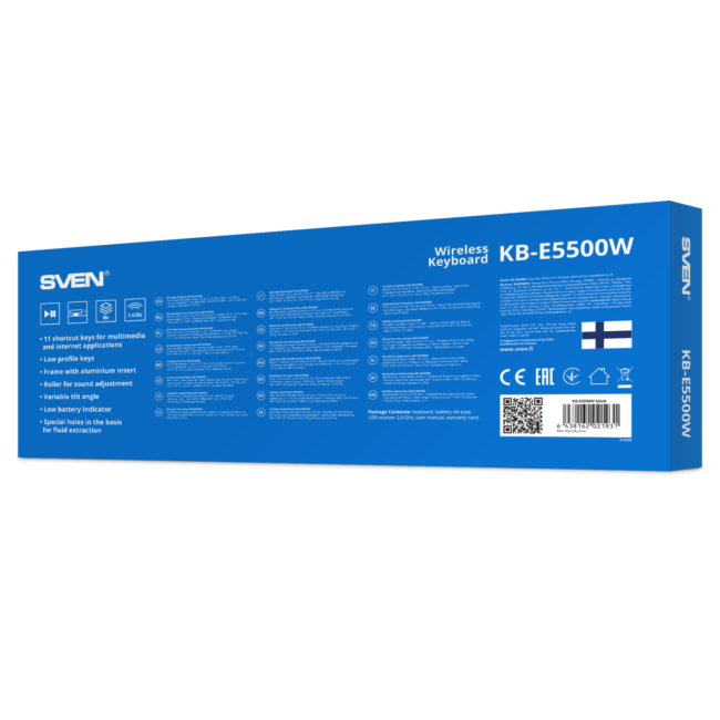 Беспроводная клавиатура SVEN KB-E5500W (2,4 GHz, 115кл.) Sven SV-021931