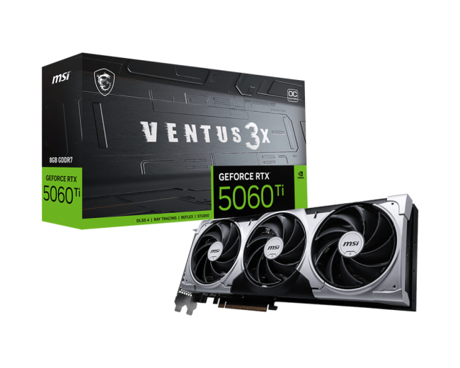 Видеокарта MSI GeForce RTX 5060 Ti 8G VENTUS 3X OC Видеокарта MSI GeForce RTX 5060 Ti 8G VENTUS 3X OC