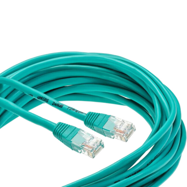 Патчкорд литой "Telecom" UTP кат.5е 10,0м зеленый VCOM NA102-G-10M