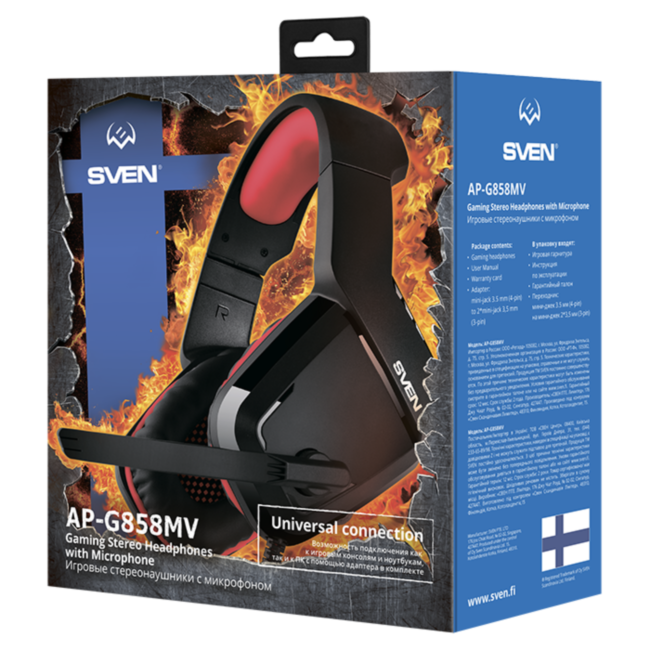 Игровые наушники с микрофоном SVEN AP-G858MV, черный-красный SVEN AP-G858MV Игровые наушники с микрофоном SVEN AP-G858MV, черный-красный SVEN AP-G858MV
