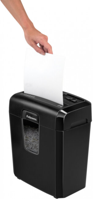 Шредер Fellowes® Powershred® 8C, DIN P-4, 4х35мм, 8лст., 14лтр.,уничт.: скобы,скр., пл.карты Fellowes Powershred 8C