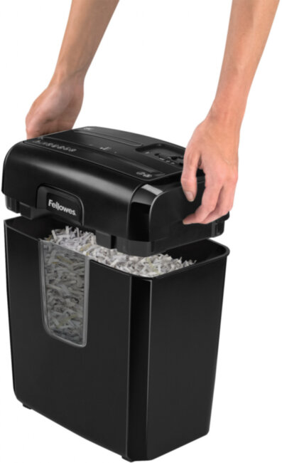 Шредер Fellowes® Powershred® 8C, DIN P-4, 4х35мм, 8лст., 14лтр.,уничт.: скобы,скр., пл.карты Fellowes Powershred 8C