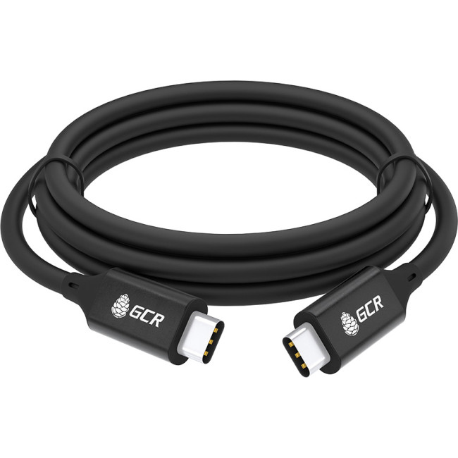 GCR Кабель USB 3.1 Type C-С, 2.0m черный, 100W/20V/5A, M/M, TPE, AL сase черный, экран, армированный Greenconnect GCR-54072