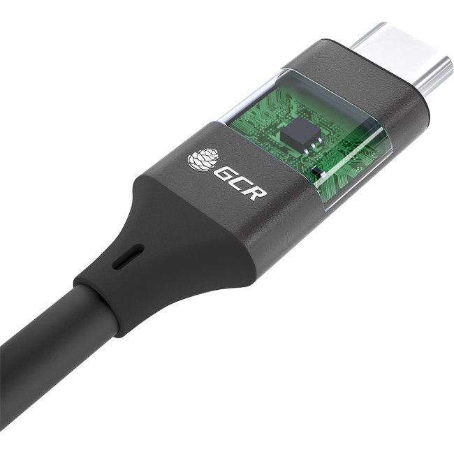 GCR Кабель USB 3.1 Type C-С, 2.0m черный, 100W/20V/5A, M/M, TPE, AL сase черный, экран, армированный Greenconnect GCR-54072