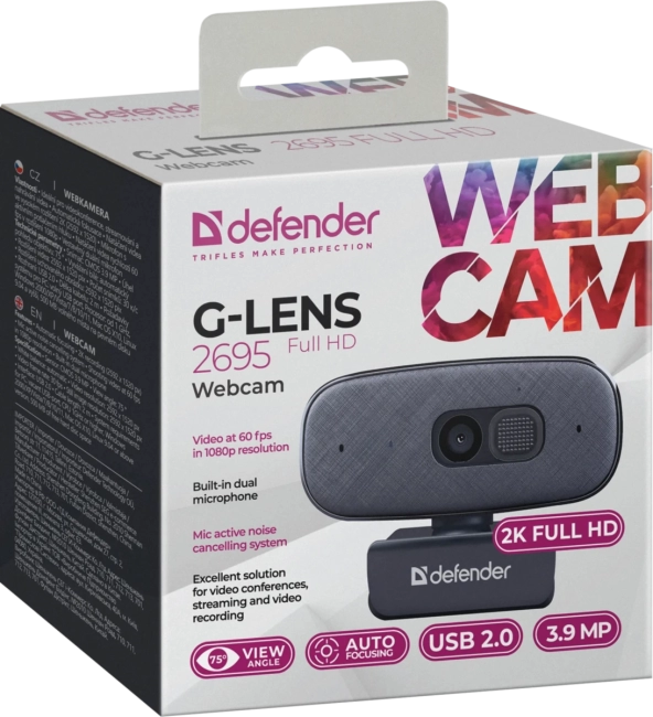 Defender Веб-камера G-lens 2695 FullHD 2K 1520p, 3.9МП Defender 63195 Defender Веб-камера G-lens 2695 FullHD 2K 1520p, 3.9МП Defender 63195