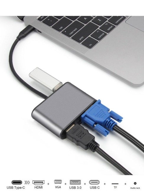 Aдаптер USB3.1 Type-CM-->HDMI +VGA+3XUSB +PD charging+TF+AUDIO,Aluminum Shell, VCOM <CU425> VCOM USB 3.2 Type-C (m) - VGA (f),HDMI (f),mini jack 3.5 mm (f),USB 3.2 Type-AF,USB 3.2 Type-C (f),2 x USB 2.0 Type-AF Aдаптер USB3.1 Type-CM-->HDMI +VGA+3XUSB +PD charging+TF+AUDIO,Aluminum Shell, VCOM <CU425> VCOM USB 3.2 Type-C (m) - VGA (f),HDMI (f),mini jack 3.5 mm (f),USB 3.2 Type-AF,USB 3.2 Type-C (f),2 x USB 2.0 Type-AF
