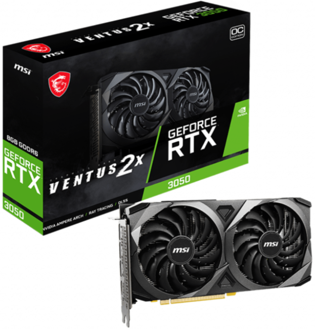 Видеокарта MSI GeForce RTX 3050 VENTUS 2X 8G OC Видеокарта MSI GeForce RTX 3050 VENTUS 2X 8G OC