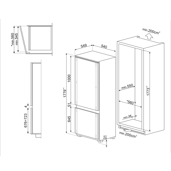 Встраиваемый холодильник Smeg SMEG C9174TN5D Встраиваемый холодильник Smeg SMEG C9174TN5D