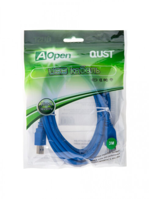 Кабель удлинительный USB3.0 Am-Af 3m Aopen (ACU302-3M) Aopen USB 2.0 Type-AM - USB 2.0 Type-AF 3м