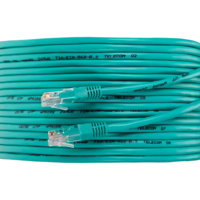 Патчкорд литой "Telecom" UTP кат.5е 20,0м зеленый VCOM NA102-G-20M