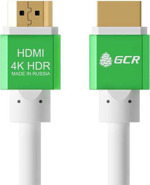 Greenconnect Кабель 1.0m HDMI версия 2.0, HDR 4:2:2, Ultra HD, 4K 60 fps 60Hz/5K*30Hz, 3D, AUDIO, 18.0 Гбит/с, 28/28 AWG, OD7.3mm, тройной экран, белый, AL корпус зеленый, GCR-51295 Greenconnect HDMI (m) - HDMI (m) 1м