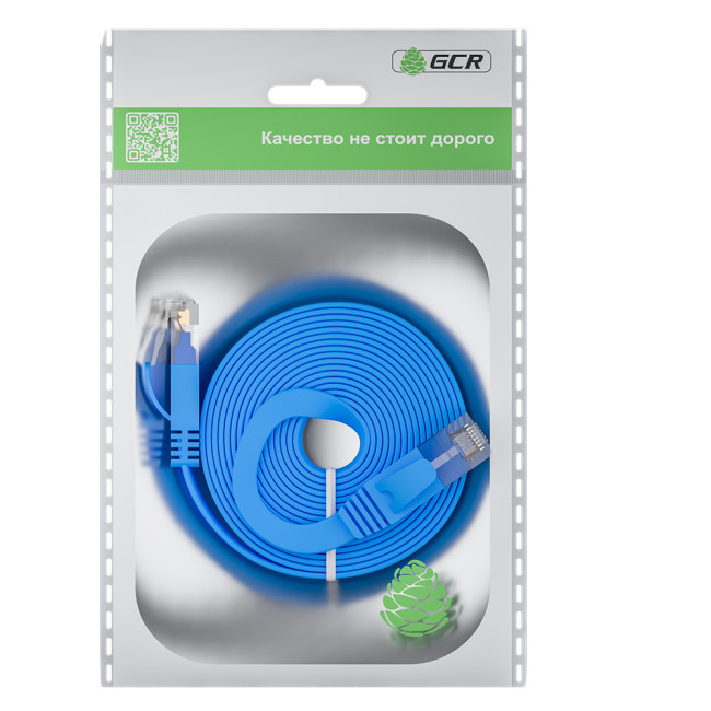 GCR Патч-корд PROF плоский прямой 3.0m, UTP медь кат.6, синий, 30 AWG, ethernet high speed 10 Гбит/с, RJ45, T568B Greenconnect RJ45(m) - RJ45(m) Cat. 7 U/UTP PVC 3м GCR Патч-корд PROF плоский прямой 3.0m, UTP медь кат.6, синий, 30 AWG, ethernet high speed 10 Гбит/с, RJ45, T568B Greenconnect RJ45(m) - RJ45(m) Cat. 7 U/UTP PVC 3м