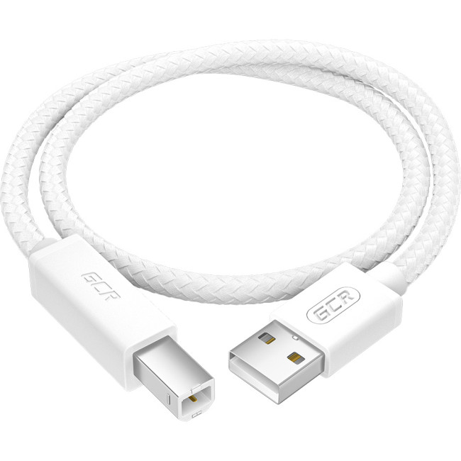 GCR Кабель Premium 0.5m USB 2.0, AM/BM, белый нейлон 28/24 AWG, экран, армированный, морозостойкий, GCR-54210 Greenconnect GCR-54210