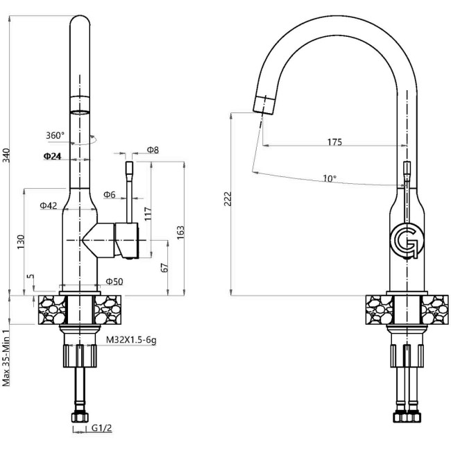 Смеситель RIVELATO Rivelato 1923502 antracite cromo