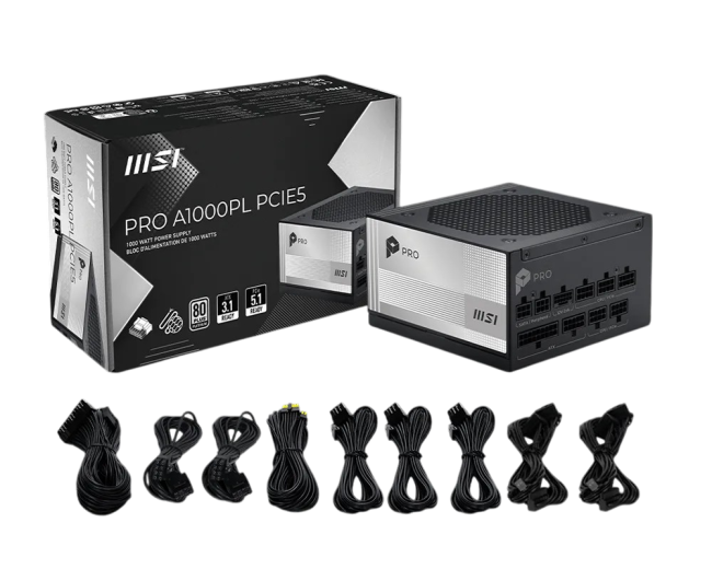 Блок питания ПК MSI PRO A1000PL PCIE5 306-7ZPLX11-HD8 Блок питания ПК MSI PRO A1000PL PCIE5 306-7ZPLX11-HD8