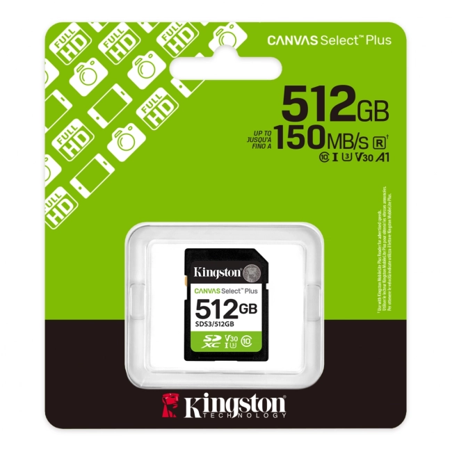 Карта памяти Kingston Canvas Select Plus SDS3/512GB Карта памяти Kingston Canvas Select Plus SDS3/512GB