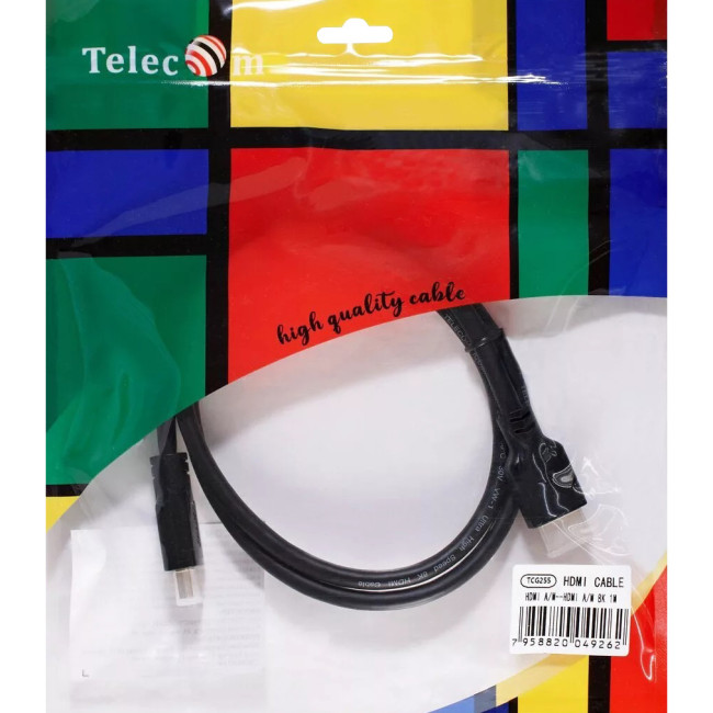 Кабель HDMI 19M/M,ver. 2.1, 8K@60 Hz 1m Telecom <TCG255-1M> VCOM TCG255-1M