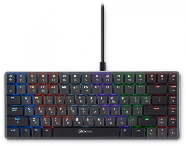 Клавиатура Oklick K615X механическая серый/серебристый USB slim Multimedia for gamer LED (1934413) Oklick 1934413 Клавиатура Oklick K615X механическая серый/серебристый USB slim Multimedia for gamer LED (1934413) Oklick 1934413