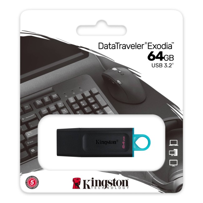 Флэш USB Kingston 64GB USB3.2 Gen 1 DataTraveler Exodia (Black + Teal) Kingston DTX/64GB