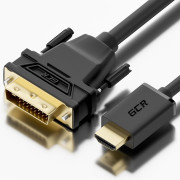 Greenconnect Кабель HDMI-DVI 0.5m черный, OD7.3mm, 28/28 AWG, позолоченные контакты, 19pin AM / 24+1M AM double link, GCR-HD2DVI1-0.5m, тройной экран Greenconnect HDMI—DVI 19M / 25M double link