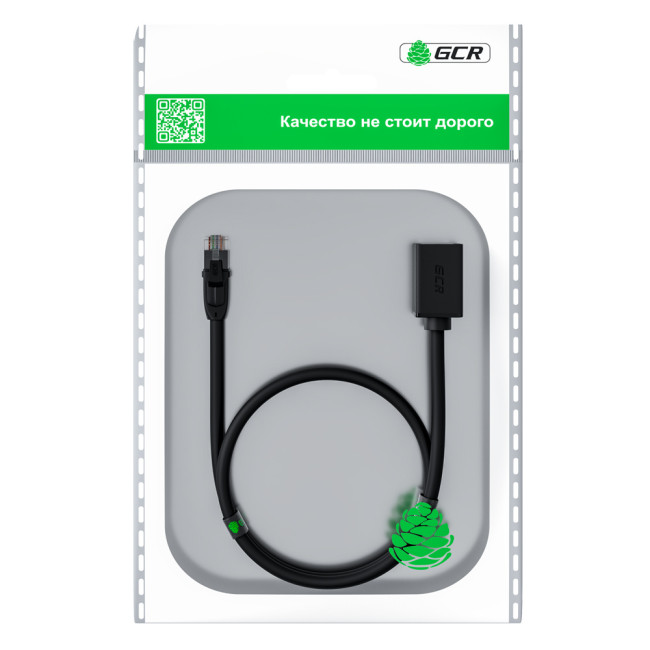 GCR Удлинитель патч-корда прямой 1.5m, UTP медь, кат.6, 24 AWG, ethernet high speed 10 Гбит/с, RJ45, GCR-52647 Greenconnect RJ45(m) - RJ45(f) Cat. 6 U/UTP LSZH 1.5м