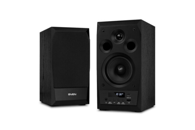 SVEN MC-10, чёрный, акустическая система 2.0, мощность 2x25Вт (RMS), FM-тюнер, USB/microSD, дисплей, пульт ДУ, Bluetooth SVEN MC-10