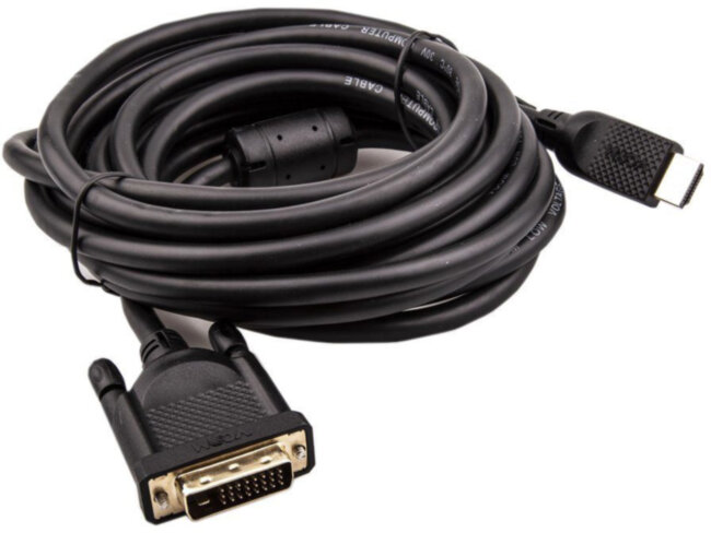Кабель HDMI AM/DVI(24+1)M, 5м, CU, 1080P@60Hz, 2F, VCOM <CG484G-5M> VCOM HDMI (m) - DVI-D (m)