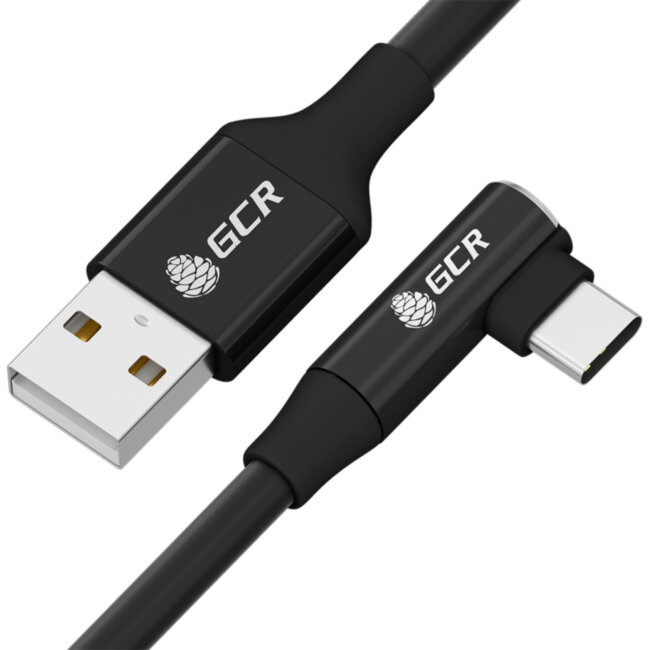 GCR Кабель PREMIUM 1.3m TypeC угловой, черный, AL case черный, 28/22 AWG Кабель Greenconnect 1.3 м (GCR-53434)