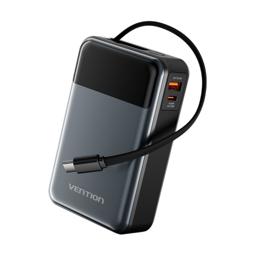 Power Bank Vention 20000mAh(USB-C + USB-C/USB-A) со встроенным кабелем 65W с LED Дисплеем, шт. Vention FHYB0