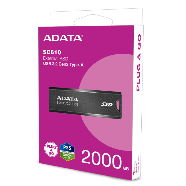Твердотельный накопитель ADATA SC610-2000G-CBK/RD