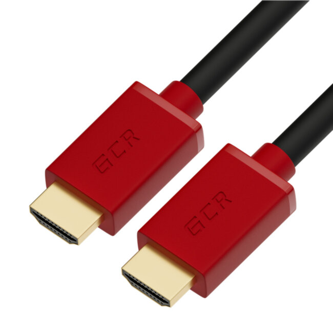 GCR Кабель 3.0m HDMI версия 2.0, HDR 4:2:2, Ultra HD, 4K 60 fps 60Hz/5K*30Hz, 3D, AUDIO, 18.0 Гбит/с, 28/28 AWG, OD7.3mm, тройной экран, черный, красные коннекторы, GCR-HM451-3.0m Greenconnect HDMI (m) 2.0 - HDMI (m) 2.0 3м красный