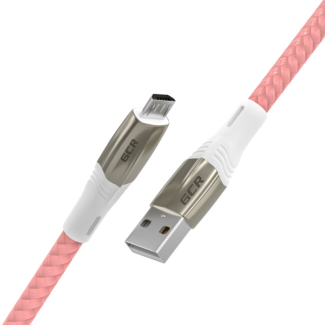 GCR Кабель 1.2m MicroUSB series MERCEDES, PINK NYLON, супер быстрая зарядка, 28/22 AWG, GCR-51954 Greenconnect  USB 2.0 Type-AM - microUSB 2.0 (m) 1.2м
