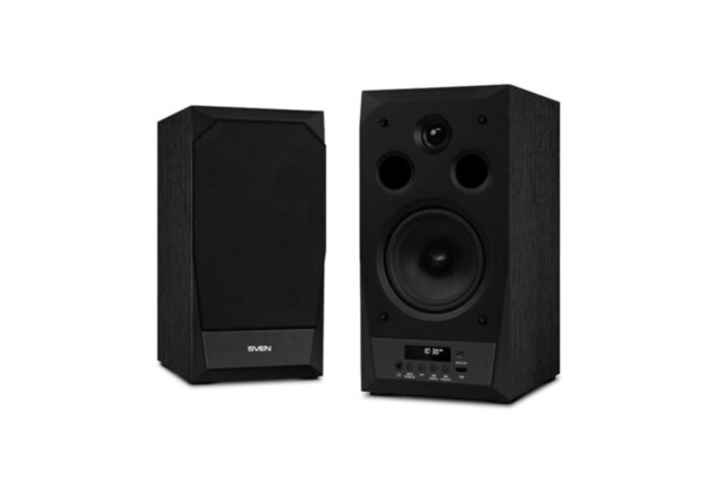 SVEN MC-20, чёрный, акустическая система 2.0, мощность 2x45Вт (RMS), FM-тюнер, USB/microSD, дисплей, пульт ДУ, Bluetooth, Optical SVEN MC-20