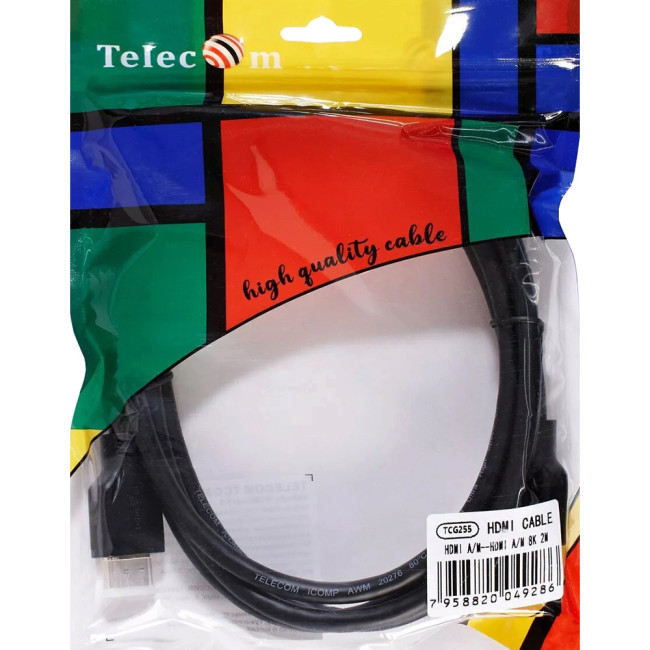 Кабель HDMI 19M/M,ver. 2.1, 8K@60 Hz 2m Telecom <TCG255-2M> VCOM TCG255-2M Кабель HDMI 19M/M,ver. 2.1, 8K@60 Hz 2m Telecom <TCG255-2M> VCOM TCG255-2M