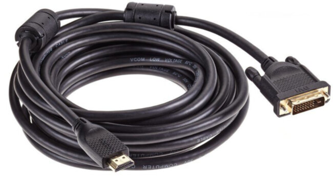 Кабель HDMI AM/DVI(24+1)M, 7.5м, CU, 1080P@60Hz, 2F, VCOM <CG484G-7.5M> VCOM HDMI (m) - DVI-D (m)