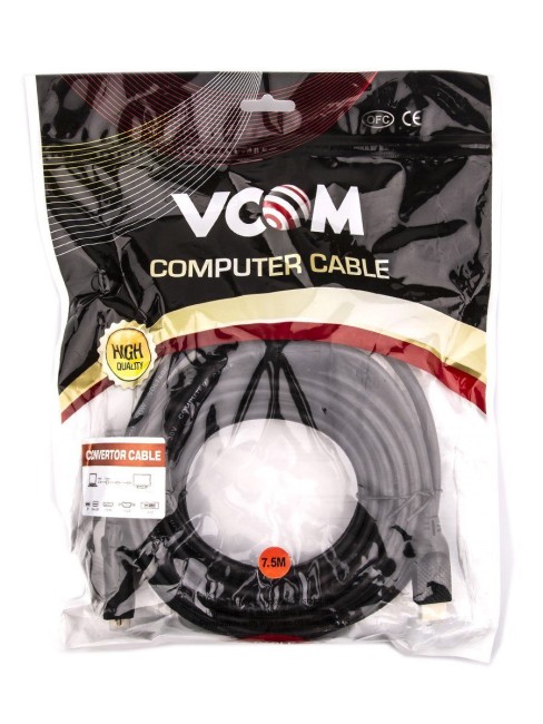 Кабель HDMI AM/DVI(24+1)M, 7.5м, CU, 1080P@60Hz, 2F, VCOM <CG484G-7.5M> VCOM HDMI (m) - DVI-D (m)